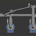 Industrial Equipment Blue Pumps With White Connecting Pipes And Valves