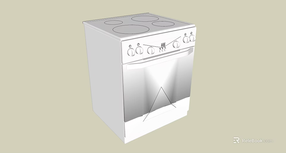 Modern White Electric Kitchen Stove With Control Knobs And Oven Door 3d model 