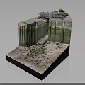 Modern Water Gate Model Featuring Tall Concrete Walls And Top Platform 3d model