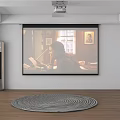 Projection Monitoring System With Large Screen Projector In Modern Room Setup