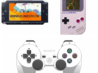 Entertainment Electronics Featuring PSP Nintendo Game Boy Color And Sony Game Controller 3d model