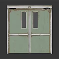 Light Green Double Door Cabinet With White Frame And Glass Panels