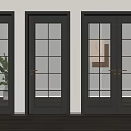 Black Double Doors With Glass Panels And Gold Handles In Modern Home Interior