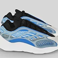Blue White Black Casual Sports Shoes With Breathable Mesh And Stripe Design
