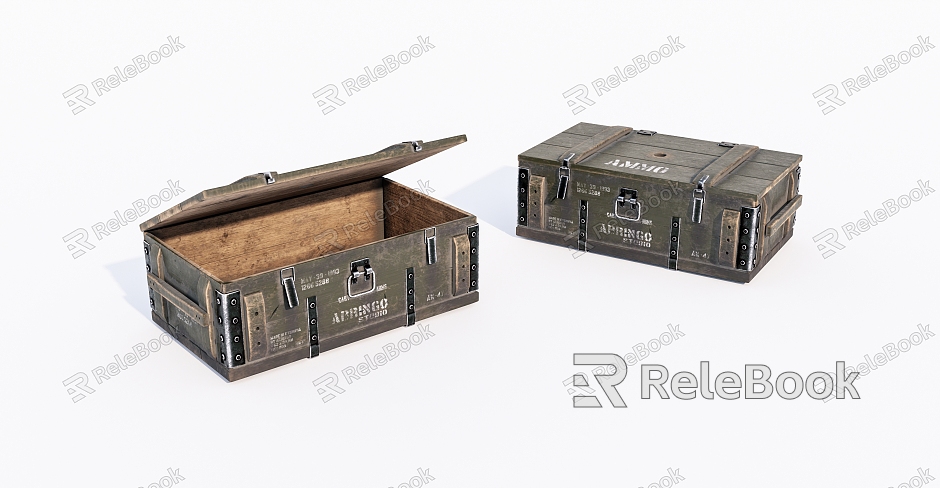 Old wooden box model