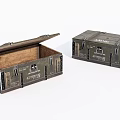 Vintage Military Style Wooden Storage Crates Open And Closed With Metal Latches