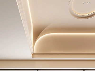 Modern Ceiling Design With Recessed LED Strips And Elegant Plaster Moldings 3d model