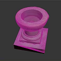 Pink Stone Bowl Container With Square Pedestal Base And Smooth Surface