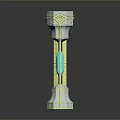 Scenic White Pillar With Golden Accents And Turquoise Gemstone Reflection