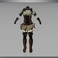 Steampunk Women's Costume Featuring Corset Top Short Skirt Long Boots And Fingerless Gloves