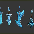 Blue Ice Crystal Decorative Weapons With Ornate Blades And Handles