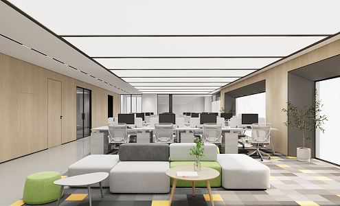 Modern public office area 3d model