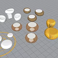 Outdoor Landscape Seats With White Yellow Brown Woven Round Shapes And Garden Decor