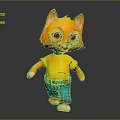 Cute Orange Cartoon Cat Character With Big Eyes Yellow Shirt And Blue Pants Game Animation