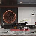 Modern Living Room Simple Dark 3d model