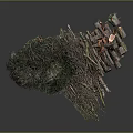 Natural Wood Branches And Firewood Stack With Dry Twigs And Logs