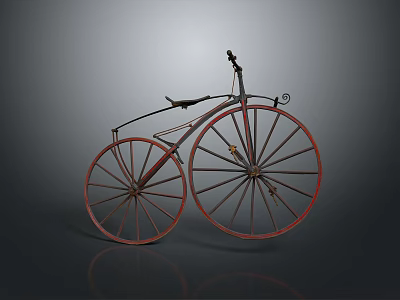 Vintage High Wheel Bicycle With Red Wheels And Black Classic Frame Design 3d model
