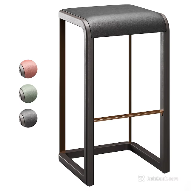 Modern Bar Stool With Black Frame Metal Accent And Pink Green Gray Color Options 3d model 