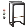 Modern Bar Stool With Black Frame Metal Accent And Pink Green Gray Color Options