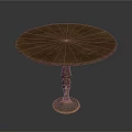 Round Wooden Table With Carved Pedestal Base Classic Design And Smooth Brown Top