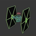 Detailed TIE Fighter Model with Hexagonal Wings and Central Cockpit on Dark Surface