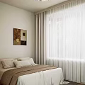 Modern Living and Dining Room Interior With Beige Sofa Wooden Cabinetry Decorative Paintings And Chandelier