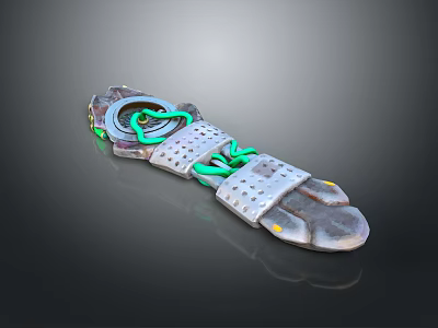 3D Rendered Mechanical Device With Circular Structure Green Elements Gray Body And Yellow Accents 3d model