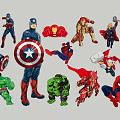Superhero Silhouettes Featuring Captain America Iron Man Thor Spider-Man Hulk in Various Poses
