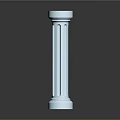 Classical White Fluted Column with Base and Capital Architectural Decorative Element 3d model