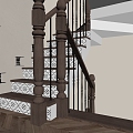 Modern medieval stairwell handrail 3d model