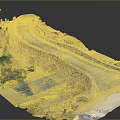 Stone Arch Bridge Model With Curved Road And Green Plant Surroundings