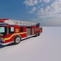 Red Fire Truck Equipped With Ladder And Star Emblem For Emergency