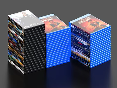 Stacked Blu-ray Discs Home Media Storage with Various Colored Cases 3d model