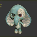 Blue Plush Elephant Toy With Big Orange Eyes Zigzag Pattern Ears And White Belly