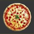 Freshly Baked Round Pizza With Tomato Sauce Melted Cheese And Green Basil Leaves Topping