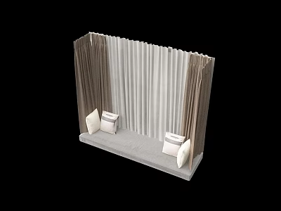 Pleated Fabric Structure With Two Lounge Chairs And Soft Comfortable Cushions 3d model