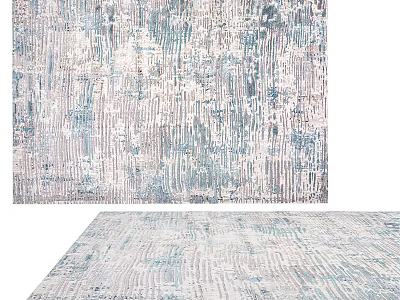 Modern Abstract Textured Square Rug With Blue Gray Pattern For Living Room 3d model