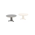 Modern Round Dining Table With Black Pedestal Base And Gray Sleek Tabletop 3d model