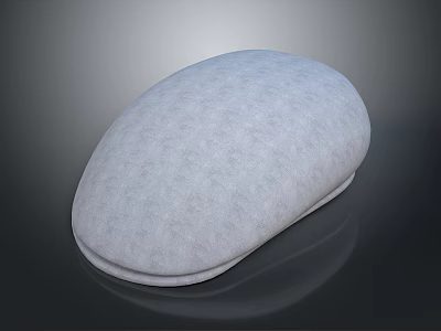 Gray Oval Soft Cushion with Plush Fabric for Home Comfort Use 3d model