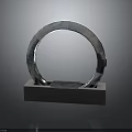 Silver Circular Metallic Sculpture With Gray Concrete Base And Smooth Reflective Surface 3d model