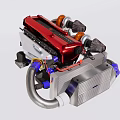 Heavy Duty Industrial Mechanical Equipment With Red Body Silver Radiator Blue Pipes And Turbo Fans