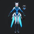 Mechanical female warrior game character anime character 3d model