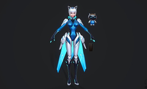 Mechanical female warrior game character anime character 3d model