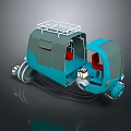 Unique Blue Small Vehicle With Two Red Seats And Metal Frame