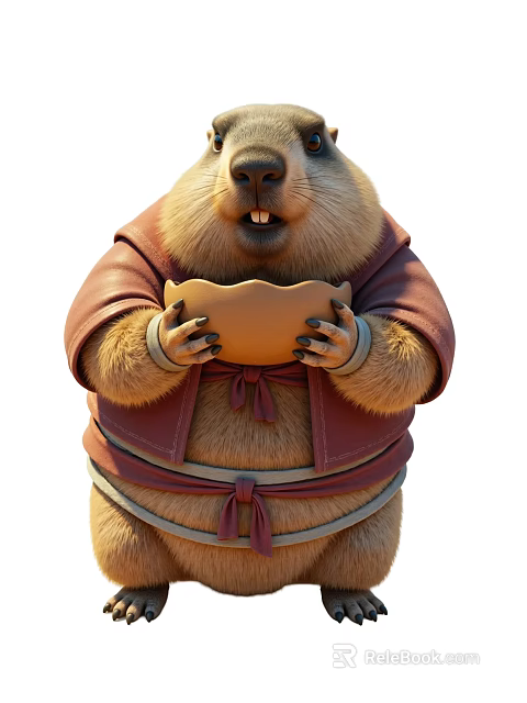 Cute Cartoon Reptile Character Wearing Red Outfit Holding Bowl in Standing Pose 3d model 