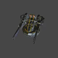 Industrial Dual Barrel Weapon With Yellow Gray Turret And Mechanical Base