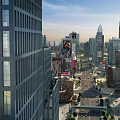 Modern Urban Building Complex With High rise Skyscrapers City Streets And Skyline View