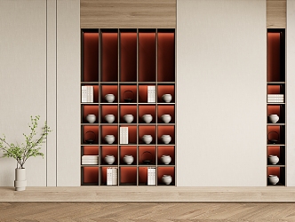 New Chinese-style decorative bookcase background wall 3d model