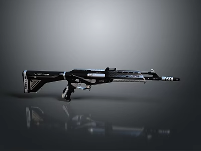 Modern Tactical Sniper Rifle With Black White Body Scope And Design Details 3d model