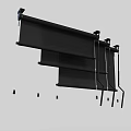 Black Roller Blinds For Windows With Metal Brackets And Pull Cords Design 3d model